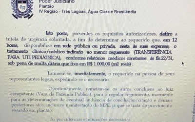 Liminar obriga transferência de criança de 3 anos que estava com suspeita de coronavírus 