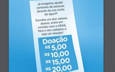 Ajude a APAE de Três Lagoas, faça sua doação através do Projeto Água 