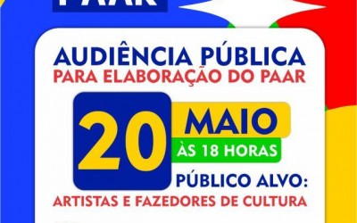 Cultura convoca artistas para audiência pública do PAAR
