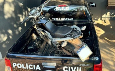 Moto avaliada em R$ 13 mil que foi furtada é recuperada pela Polícia Civil