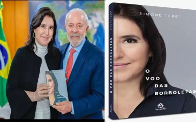 Ministra Simone Tebet entrega seu livro ao Presidente Lula