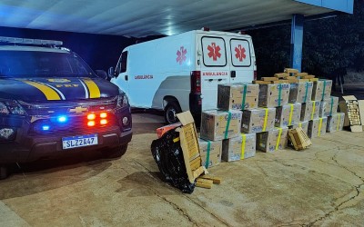 PRF apreende ambulância com mais de 680 kg de maconha na BR-262 entre Três Lagoas e Água Clara; motorista fugiu após perseguição