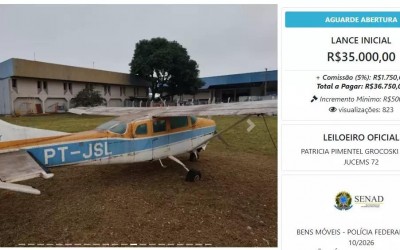 Avião por 35 mil, apartamento e BMW entram em leilão da Justiça Federal