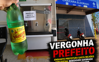 “Milhões para festas, mas nem água para beber”: bebedouro quebrado obriga pacientes a levarem água potável de casa em USF de Três Lagoas