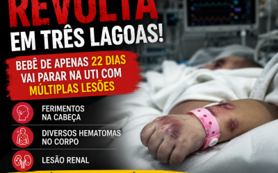 Revolta em Três Lagoas: bebê de apenas 22 dias vai parar na UTI com ferimentos na cabeça, hematomas e lesão renal
