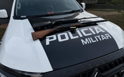 CERCO DA PM A 68 KM DE TRÊS LAGOAS: Policiais do 2º BPM apreendem duas espingardas e 36 munições