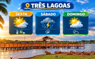 Veja como fica o tempo em Três Lagoas que marca calor, possibilidades de tempestades e tempo instável neste final de semana