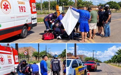 Motociclista fica gravemente ferido após ser atingido por caminhonete na Avenida Ponta Porã em Três Lagoas