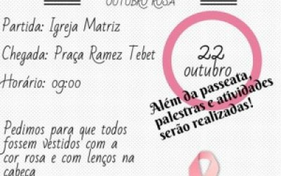 Passeata pela prevenção ao Câncer de mama acontece amanhã, em Três Lagoas