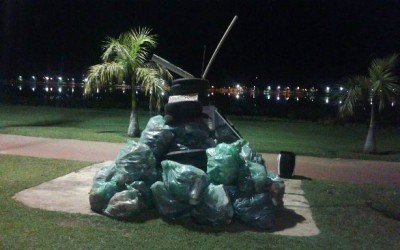 Forças armadas recolhem lixos deixados por visitantes na Lagoa Maior 