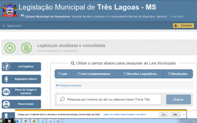 Câmara de Três Lagoas lança novo portal com leis municipais