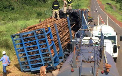  Mais uma carreta carregada com eucalipto é incendiada na BR-262