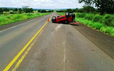 P.R.F. de Água Clara recupera veículo furtado em Uberlândia durante atendimento de acidente de trânsito