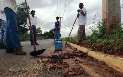 Cansada de esperar pelo poder público, empresa limpa canteiro de importante rua em Três Lagoas 
