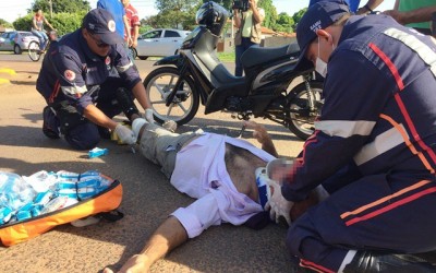     Homem em Shineray sofre acidente e é socorrido pelo SAMU ao Hospital Auxiliadora 