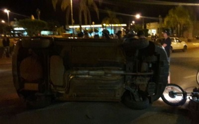 Veículo com placas de Três Lagoas tomba em Brasilândia