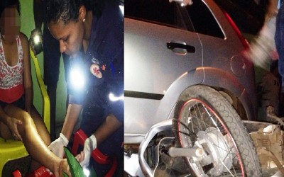 S-10 bate em Duster e arremessa moto contra Fiesta; menor de 12 anos ficou ferida 
