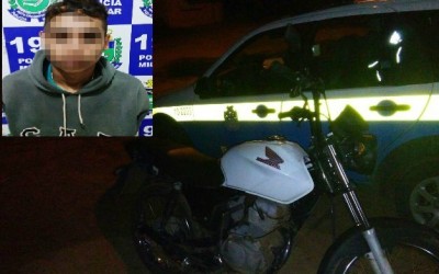 Após perseguição, menor é apreendido com moto furtada  