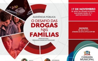 Vereador André Bittencourt propõe audiência pública para discutir impacto das drogas nas famílias