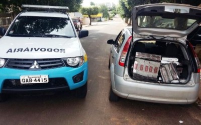 Cerca de 1400 pacotes de cigarros contrabandeados são apreendidos pela PMRE