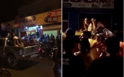 Jovem dança e mostra os seios em cima de camionete em avenida de Três Lagoas