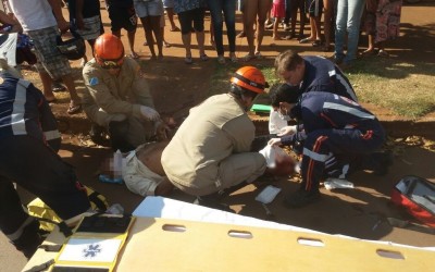 Idoso tem a perna esmagada em acidente no Jardim Alvorada
