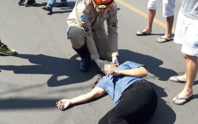 Mulher fica ferida em acidente de trânsito na circular da Lagoa Maior
