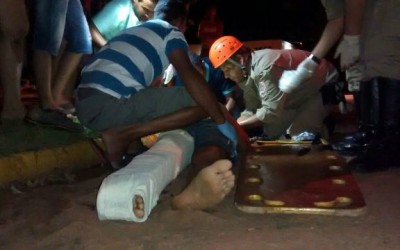 Motociclista tem o pé parcialmente amputado após acidente de trânsito em Três Lagoas