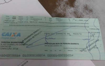 Golpistas estão passando cheques em nome da Prefeitura para munícipes