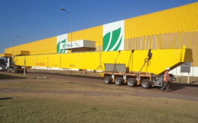 Fibria recebe peças de 41 toneladas de Ponte Rolante da Linha de Secagem