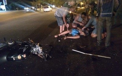 Jovem fica gravemente ferido em acidente com motocicleta