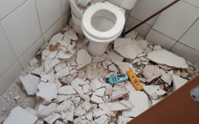 Novo Oeste registra mais uma queda de gesso no banheiro de apartamento