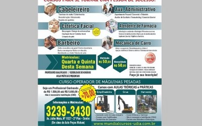 Mundial Cursos trás para Água Clara curso de Operador de Máquinas Pesadas; vagas limitadas