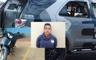 Mulher que estava com moto furtada foi levada para a Polícia Civil 