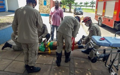 Pneu de moto estoura e pai e filho sofrem acidente em Três Lagoas  