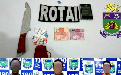 Rotai detém trio acusado de traficar drogas no bairro Vila Verde