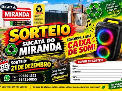 Comece a semana com dinheiro: Venda suas latinhas e sucatas e ainda concorra a uma caixa de som no Sucata do Miranda