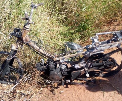 Moto Shineray incendiada não possui denúncia de furto ou roubo