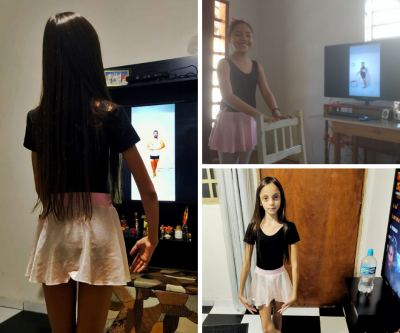 Alunas de Balé Clássico fazem aula online durante período de isolamento social