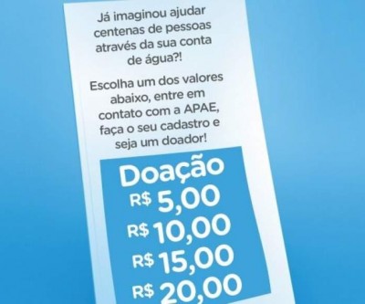 Ajude a APAE de Três Lagoas, faça sua doação através do Projeto Água 