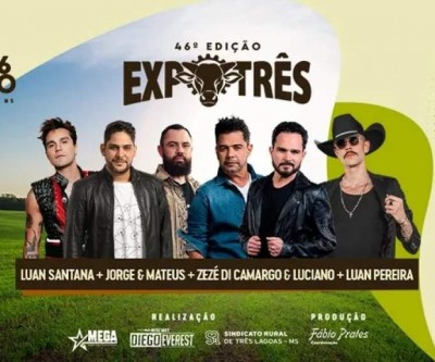 Expotrês receberá shows com entrada gratuita