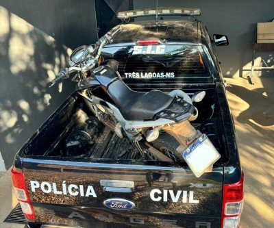 Moto avaliada em R$ 13 mil que foi furtada é recuperada pela Polícia Civil