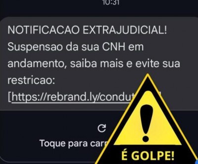 SMS com notificação extrajudicial de suspensão de CNH em nome do Detran-MS é golpe