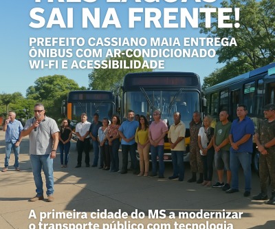 Três Lagoas acelera no progresso: Cassiano Maia entrega nova frota de ônibus com ar-condicionado, Wi-Fi e acessibilidade