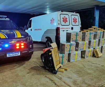 PRF apreende ambulância com mais de 680 kg de maconha na BR-262 entre Três Lagoas e Água Clara; motorista fugiu após perseguição