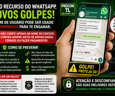 Novo WhatsApp, novo perigo: Procon de Três Lagoas alerta que nome de usuário pode virar arma para golpistas