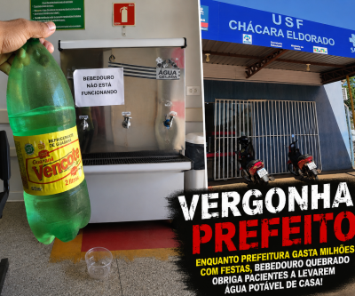 “Milhões para festas, mas nem água para beber”: bebedouro quebrado obriga pacientes a levarem água potável de casa em USF de Três Lagoas