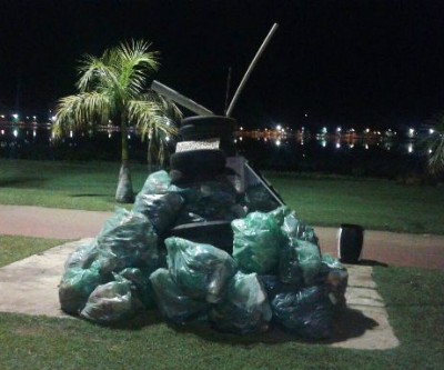 Forças armadas recolhem lixos deixados por visitantes na Lagoa Maior 