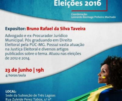 Três Lagoas recebe palestra de Direito Eleitoral no dia 23 de Junho