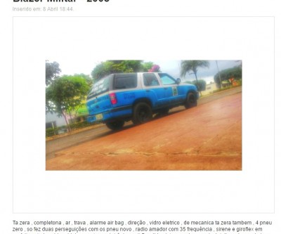 Sul-mato-grossense oferece viatura da PM em anúncio OLX 